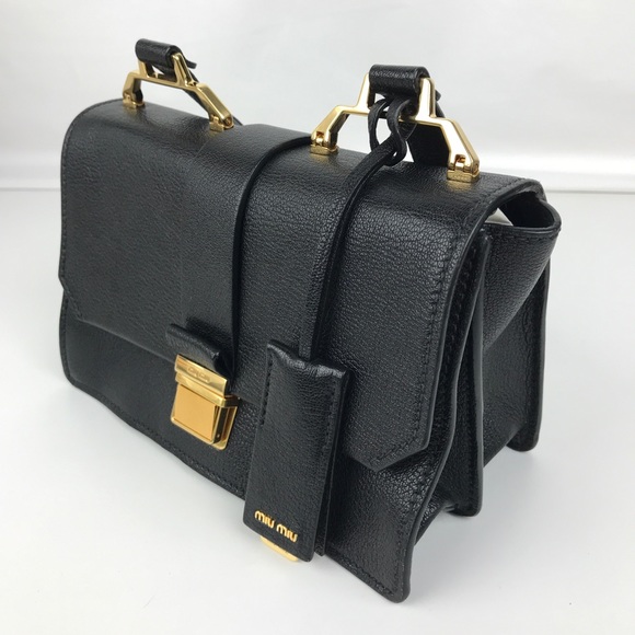 Miu Miu Handbags - New Miu Miu Madras Black Leather Shoulder Bag.